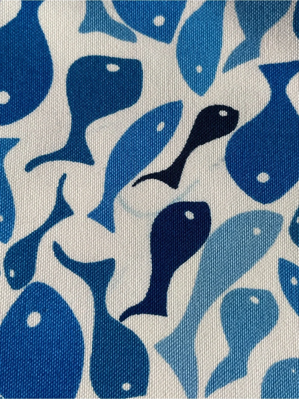 Pottery Barn Outdoor Table Runner School of Fish Blue 2pc Umbrella Hole 18x108